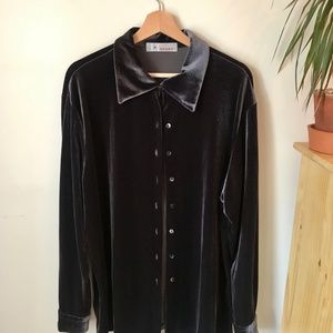 Vintage Purple/Grey/Silver Velvet Button Down